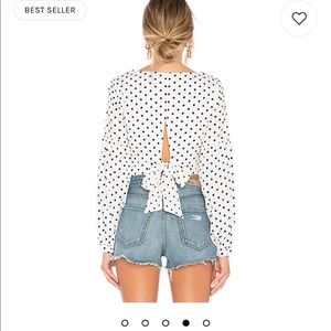 Revolve black and white polka dot top